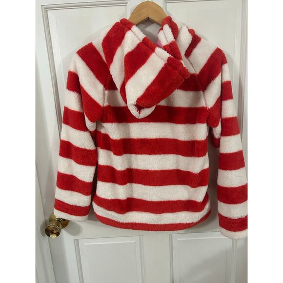 Mini Boden Girls Red White Stripped Half Zip Size 11/12 - Picture 4 of 5
